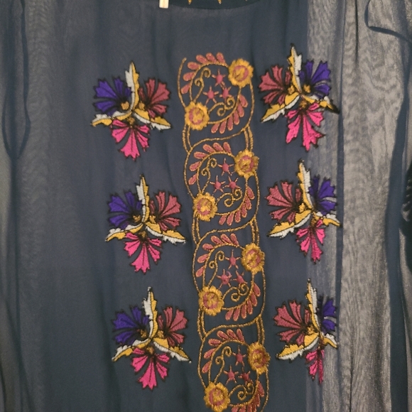 Free People teal embroidered dress - Picture 2 of 6